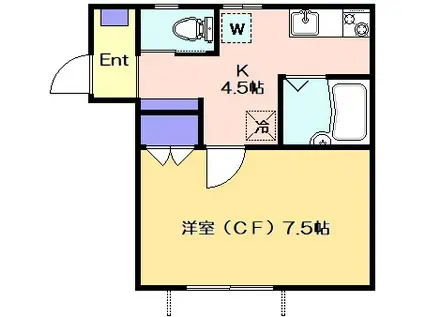 サンライズ(1K/2階)の間取り写真