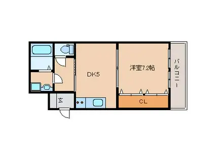 プロスパー尼崎(1DK/4階)の間取り写真