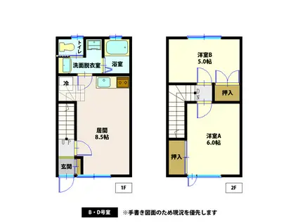 ワイズ・ボックス(2DK/1階)の間取り写真