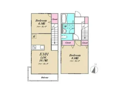 IHANA GARDEN(2LDK/2階)の間取り写真