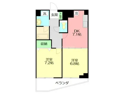グランレスパス(2DK/4階)の間取り写真