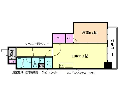 ラディアント(1LDK/6階)の間取り写真