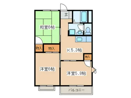 エイム I(3K/2階)の間取り写真