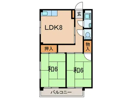 明神マンションI(2LDK/4階)の間取り写真