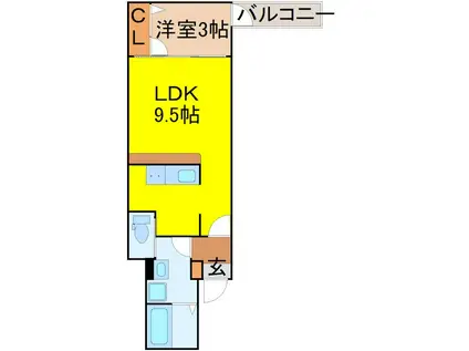 ILL BE清水白壁(1LDK/3階)の間取り写真