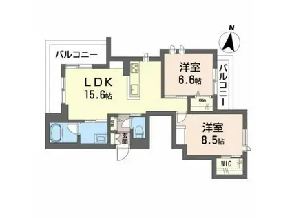 ピュアシャルム(2LDK/2階)の間取り写真