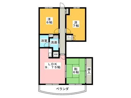 シャルマン2(3LDK/2階)の間取り写真