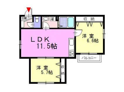 ジェイメゾン(2LDK/1階)の間取り写真