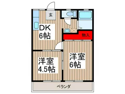 宮岡第2パナハイツ(2DK/2階)の間取り写真