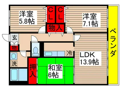 コンフォートシティ(3LDK/2階)の間取り写真