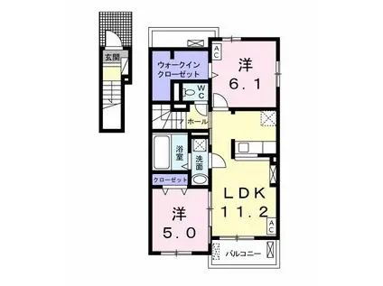 カレント ヒガシウズラA II(2LDK/2階)の間取り写真
