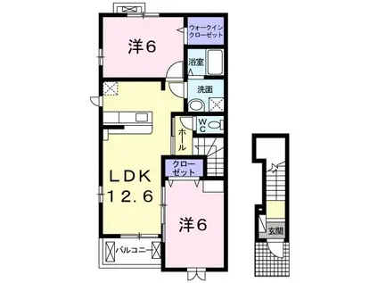 スパーブT6&4レジデンス B(2LDK/2階)の間取り写真