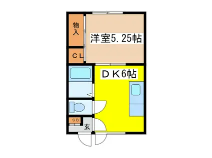 KHハウス(1DK/1階)の間取り写真