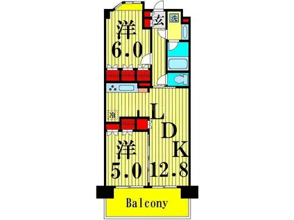 パレステージ青井ナチュラコート(2LDK/1階)の間取り写真