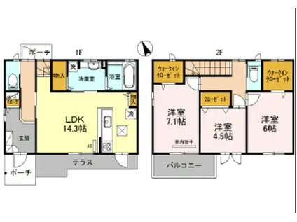 ラファミリアフェリスA(3LDK/1階)の間取り写真
