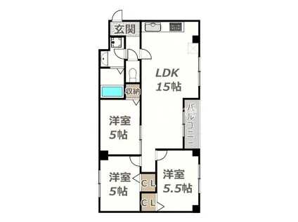 HIT KITATANABE SIX(3LDK/1階)の間取り写真