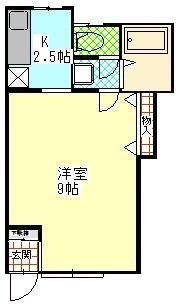 ノーブル富水(1K/2階)の間取り写真
