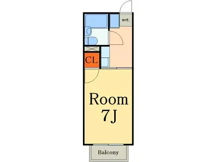 英ハイツ(1K/2階)の間取り写真