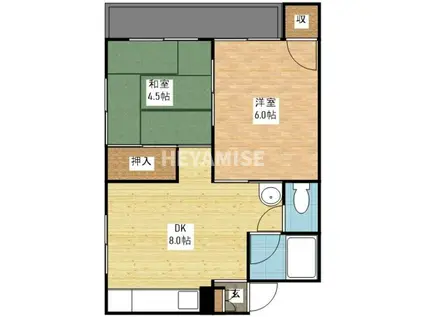 レイクサイドハイツB(2DK/2階)の間取り写真