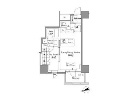 レジディアタワー目黒不動前(1LDK/13階)の間取り写真