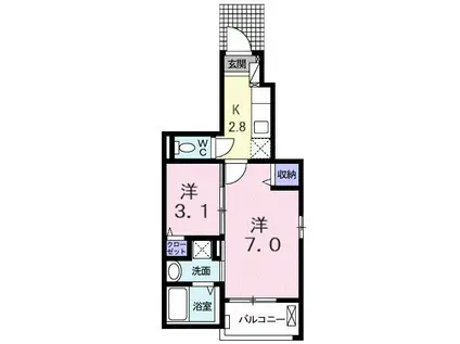 エスポワールI(2K/1階)の間取り写真