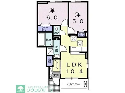 エターナリーI(2LDK/1階)の間取り写真