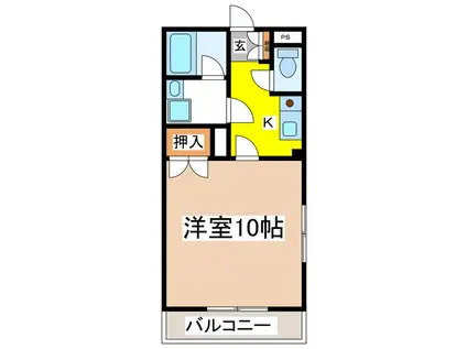 カーサ箱清水1(1K/2階)の間取り写真