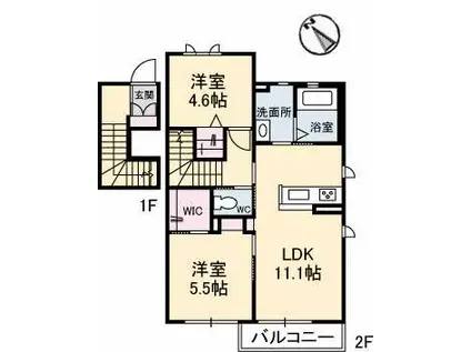 KSテラス(2LDK/2階)の間取り写真