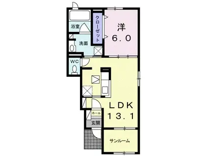 グラン ソレイユ(1LDK/1階)の間取り写真