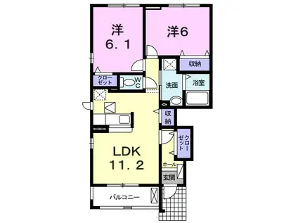 鶴見スクエアII(2LDK/1階)の間取り写真