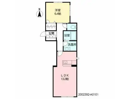 アロエ1(1LDK/1階)の間取り写真