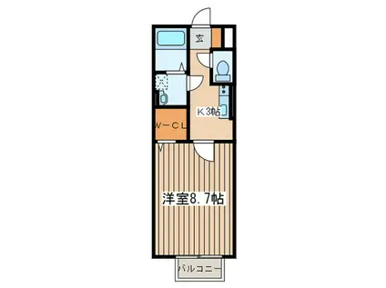 セジュールかやの樹(1K/1階)の間取り写真