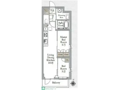 LIVE CASA千鳥町(2LDK/4階)の間取り写真