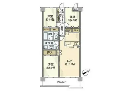グリーンビレッジ姉ヶ崎(3LDK/2階)の間取り写真