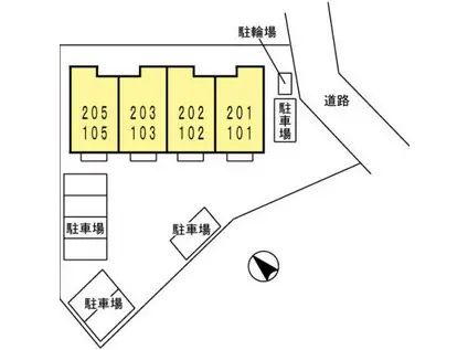 エスポワール岡宮(1LDK/2階)の間取り写真