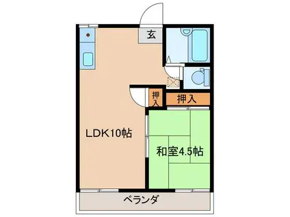 メゾン上荒川 NO.3(1LDK/2階)の間取り写真