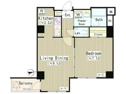 COURT HATSUDAI(1LDK/2階)の間取り写真