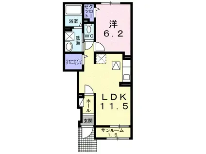 クルール 大村 A(1LDK/1階)の間取り写真