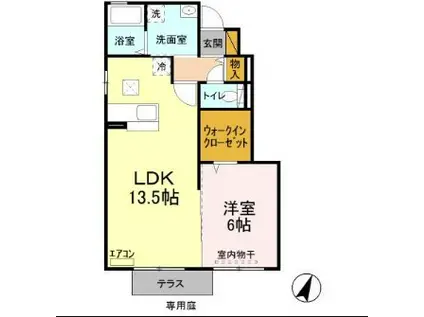 プランドール エー棟(1LDK/1階)の間取り写真