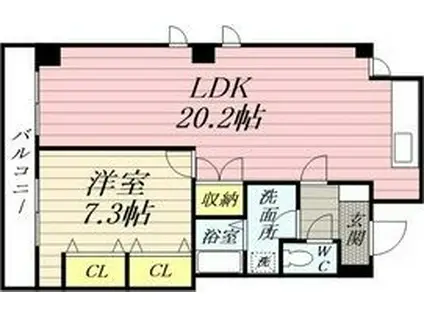 ハイツ元住(1LDK/7階)の間取り写真