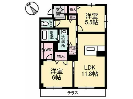 グランベレオ川口(2LDK/1階)の間取り写真