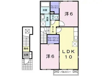フェアクラウンI(2LDK/2階)の間取り写真