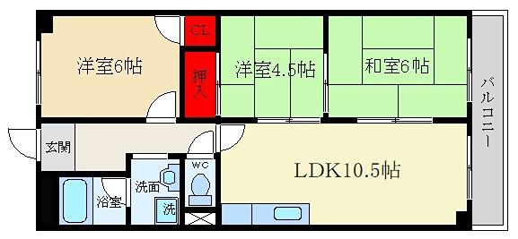 プランドールメゾン(3LDK/3階)の間取り写真