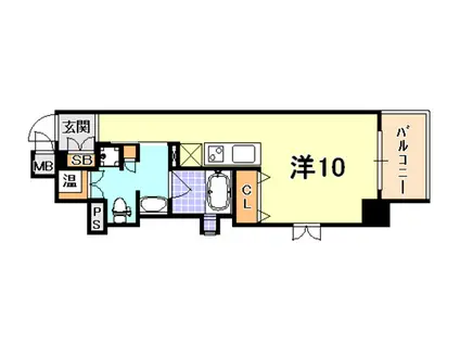 レジディア神戸磯上(ワンルーム/12階)の間取り写真