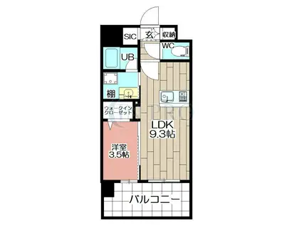 THE SQUARE URBAN RESIDENCE(1LDK/3階)の間取り写真
