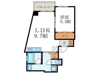 ベルビュー西陣(1LDK/3階)の間取り写真