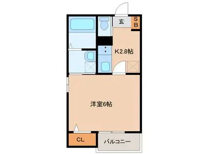 レピュート薬師堂(1K/2階)の間取り写真