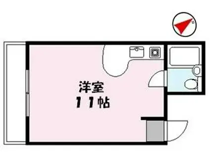 ハートハウス(ワンルーム/2階)の間取り写真