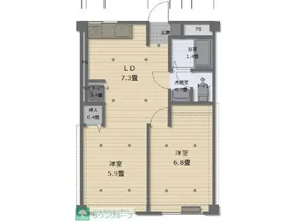 メゾン吉田(2DK/2階)の間取り写真