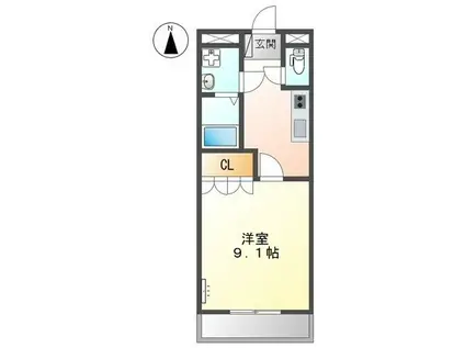 リバティヒルズ吉田V(1K/1階)の間取り写真